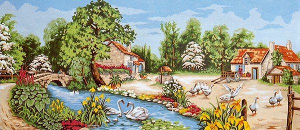 Needlepoint Canvas by Margot La riviere aux iris (margot-173-3095)