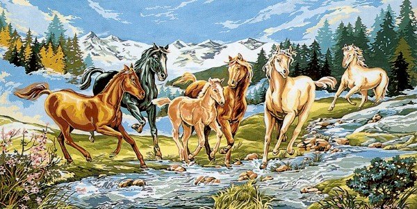 Needlepoint Canvas by SEG Cavalcade a l'eau vive (seg-932-83)