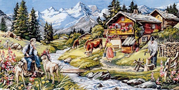 Needlepoint Canvas by SEG L'ete au chalet (seg-932-92)