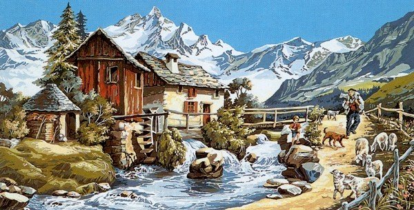 Needlepoint Canvas by SEG Le berger et l'enfant (seg-932-68)