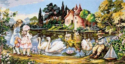 Needlepoint Canvas by SEG Le manoir des cygnes (seg-932-88)