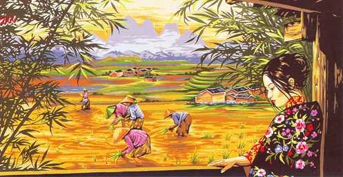Needlepoint Canvas by Margot La Couleurs des Rizieres (Colors of the Rice Paddy) (margot-170-07)