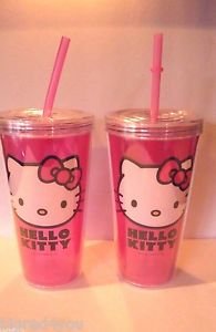 Lot 2 Zak Design Hello Kitty 16 Oz Tumbler with Straw NEW