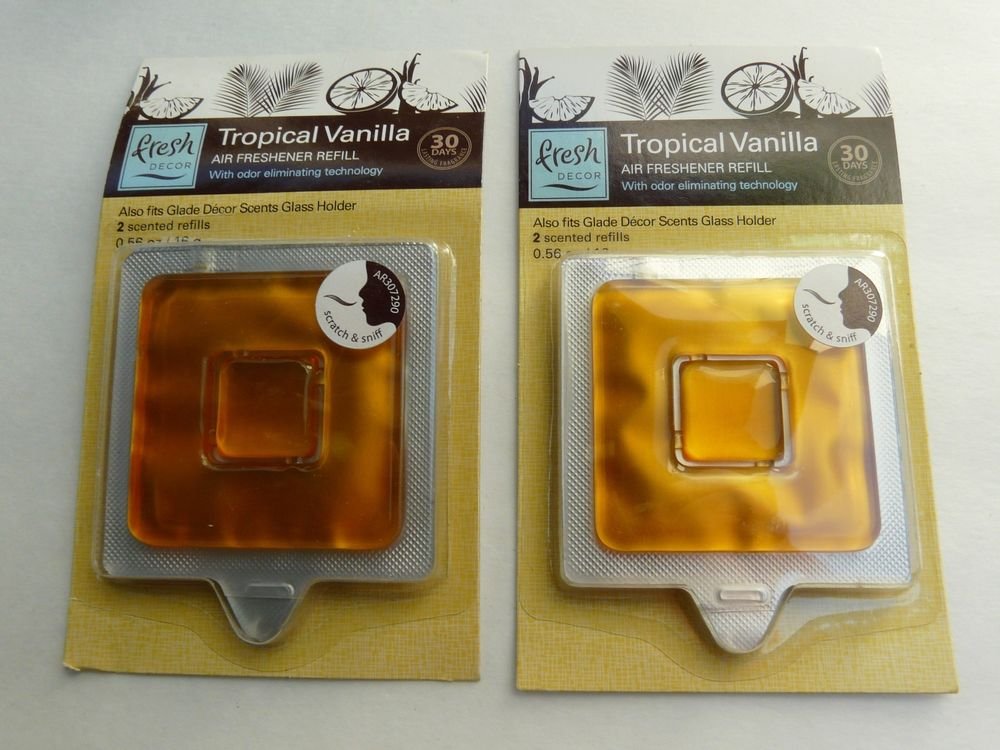 LOT 2 Packs Fresh Decor Air Freshener +2 ea.=4 REFILLS TROPICAL VANILLA New