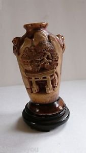 Vintage Banko Ware Pottery Vase, Japan, 4" Tall