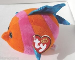 NEW TY - Beanie Ballz Splashy Orange/Pink Fish Regular Plush