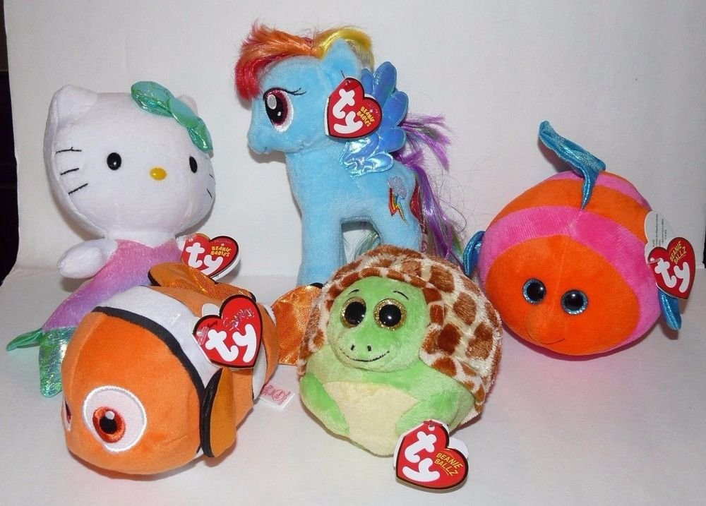 Lot 5 NEW TY Beanie Babies, Zoom, Splashy, My Little Pony, Mermaid and Sparkle