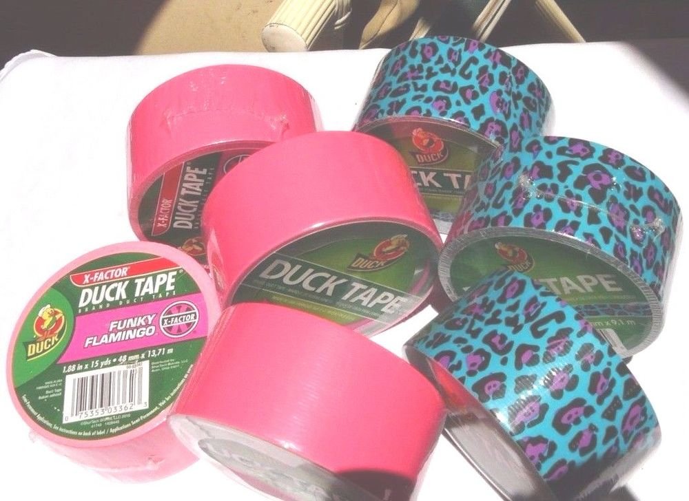 LOT 7 Duck Brand Colored Pattern & Flamingo Duct Tape NEW