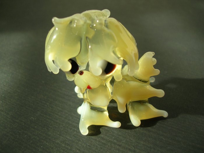Vintage 1960's Handblown Art Glass Dog/Poodle figure
