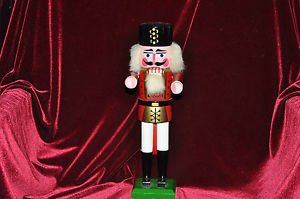 NUT CRACKER HOLIDAY SOLDIER,,WHITE,RED, BLACK AND GREEN 13''TALL