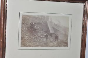 Matted Framed Photo of Train Wreck on Rutland,IT Railroad April 13,1880 Part 1