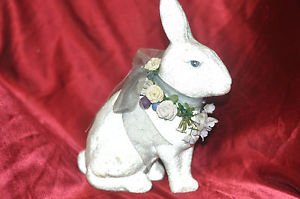 VINTAGE CERAMIC WHITE GLITTER RABBIT BUNNY EASTER