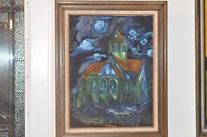 Van Gogh’s Church in Auvers Reproduction by Papou 29.5" X 24" Framed Painting