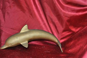 Solid Brass 10.5" x 3" Dolphin Figurine/Paperweight