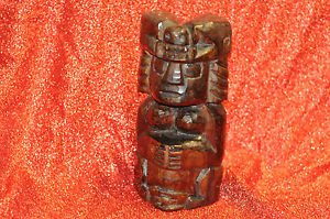 Aztec Indian Hand Carved Wooden Tribal Tiki Totem