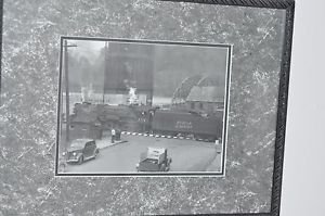 Matted Framed Photo of Box Car Train Crossing from Early 1900 16.5" 12.5"