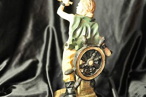 Navy Pirate Sailor Statue Adult Pirates Boat Steering Wheel Resin Material 11''
