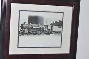 Matted Framed Photo of Steam engine and Box Car 17.5" 14.5"