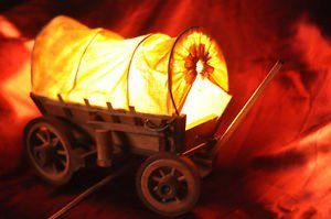 Old West Covered Chuck Wagon - Beautiful Real Wood Table Lamp