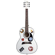 First Act 36 Inch White Acoustic Guitar with Stickers - First Act