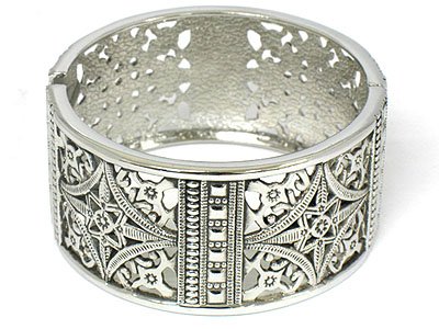 Wide Silver Bangle Bracelet