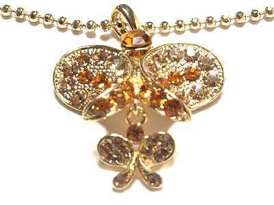 Beautiful Yellow Gold Plating Butterfly Charm Necklace