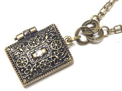 Filigree Metal Locket Charm Necklace