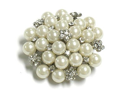 Beautiful Crystal and Simulated Pearl Snowflake Brooch