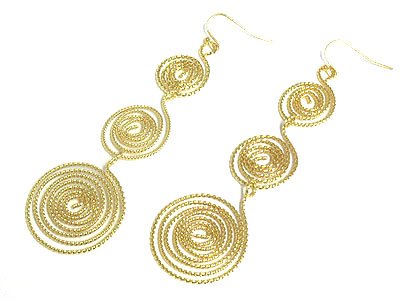 Classy Gold Metal Snake Coiled Earrings