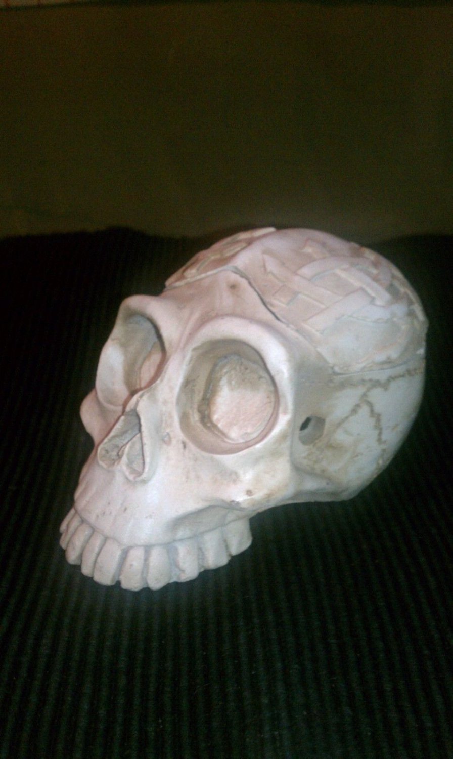 Shrunken Skull Ashtray Snuffer Tribal Poly Cool w/Lid Mint Nice