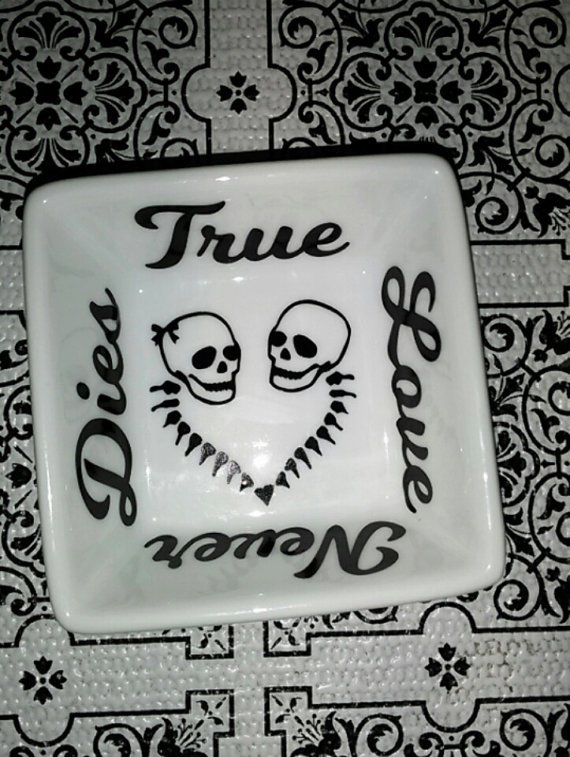 Skull Couple Ring Dish - Skull Love- True Love Never Dies - Custom Ring Dish