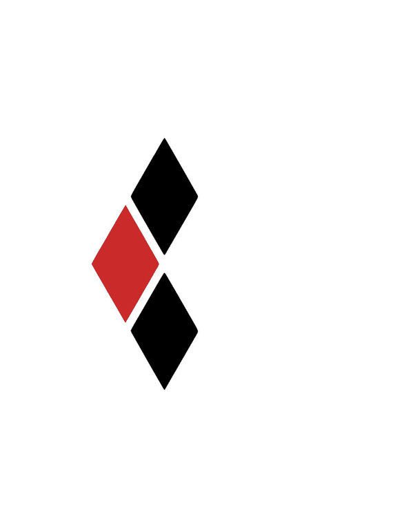 Harley Quinn Diamond Car Decal - 4" black and red - HQ Premium Car Decal