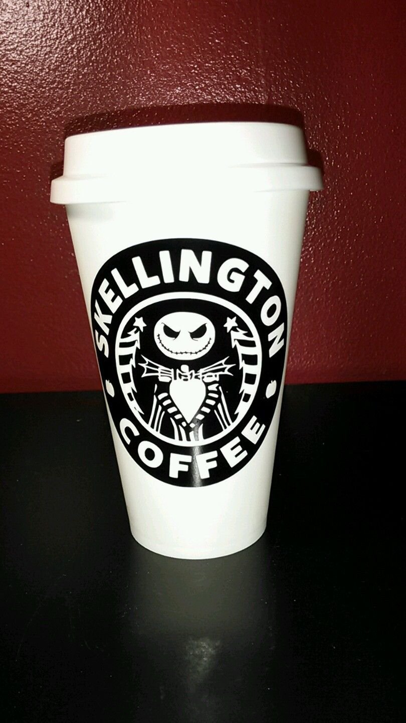 Nightmare Before Christmas Skellington Coffee plastic Travel Mug - White N Black