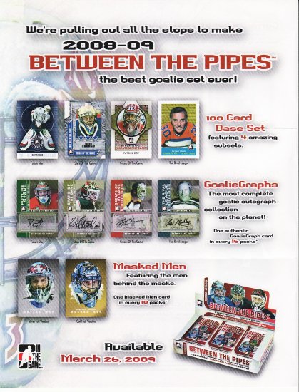 2008-09 ITG Between the Pipes. Complete Base Set. 100 cards.