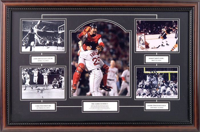 NEW ENGLAND'S GREATEST SPORTS MOMENTS CUSTOM FRAMED COLLAGE
