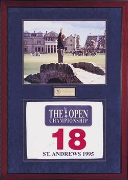 ARNOLD PALMER HAND-SIGNED 1995 BRITISH OPEN PIN FLAG