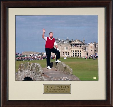 JACK NICKLAUS AT THE 2005 BRITISH OPEN CUSTOM FRAMED PHOTOGRAPH