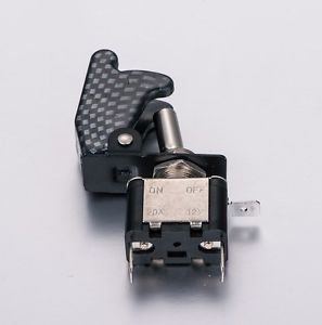 APS 10PCS BLUE LED LIT TOGGLE SWITCH CARBON FIBER SAFETY COVER AUTO CAR TRUCK