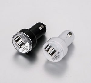 APS Mini Car 2 USB Charger Adapter to Cigarette Lighter for USB Accessory Black