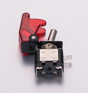 APS RED LED LIT TOGGLE SWITCH WITH RED SAFETY COVER AUTO CAR TRUCK ASW-07D-RED