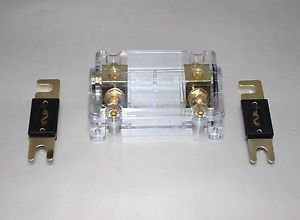 APS GOLD PLATED ANL FUSE HOLDER 0 or 2 GAUGE CAR AMP INSTALL FREE ANL FUSE 150A