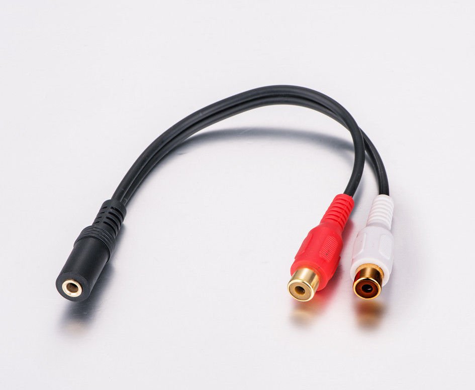 APS 50PCS LOT 3.5mm FEMALE Stereo Audio Plug to 2 RCA FEMALE Adapter connnector