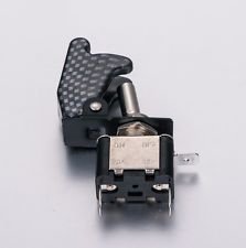 APS BLUE LED LIT TOGGLE SWITCH CARBON FIBER SAFETY COVER AUTO CAR TRUCK ASW-07D