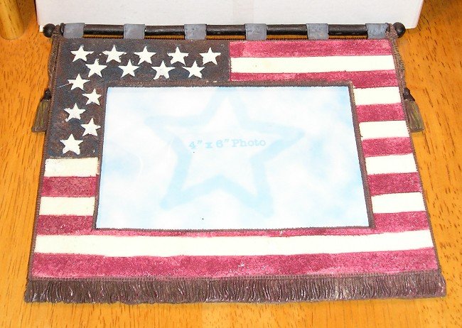 New Patriotic American Flag Picture Frame in Box 6 x 4