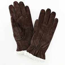 Isotoner Womens Suede Gloves Size Large Brown Winter Gloves