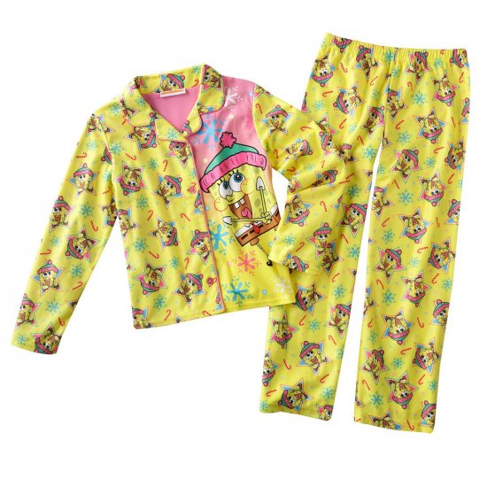 Spongebob Squarepants Girls Winter Pajama Set 2 Pc Sz. Medium 7-8 NEW