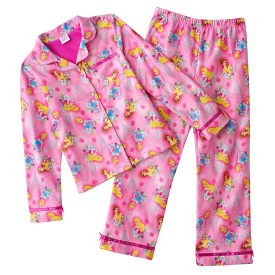 Disney Princess Flannel Girls Winter Pajama Set 2 Pc Sz. 6 NEW