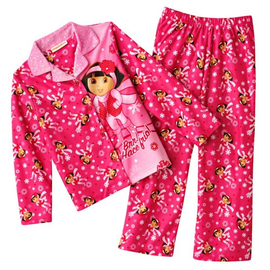 Dora the Explorer Girls Winter Flannel Pajama Set 2 Pc Sz. 6 NEW