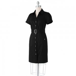 Womens Petite Solid Black Shirt-Dress by Apt. 9 Sz. 10 Petite NEW