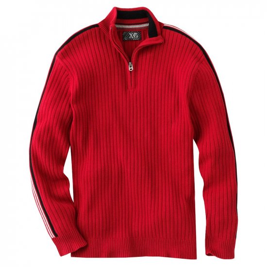 Boys Size Medium -10/12 -1/4 Zip Striped Sweater in Deep Red by XG Long Sleeves NEW
